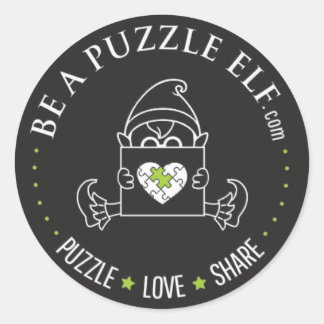 Adesivo Redondo Be A Puzzle Elf – PUZZLE. LOVE. SHARE Sticker
