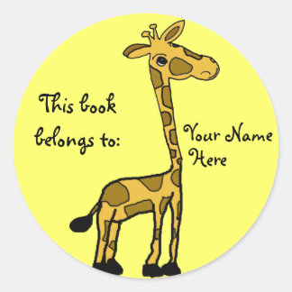 Adesivo Redondo BE- Engraçados Livros Giraffe