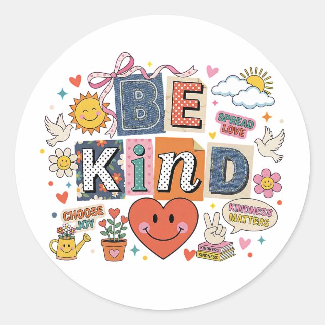 Adesivo Redondo Be Kind - Kindness Matters (Frente)