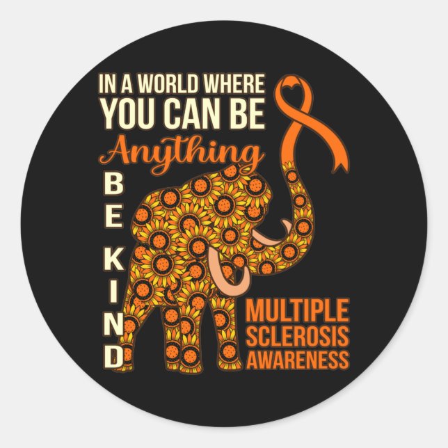 Adesivo Redondo Be Kind Multiple Sclerosis Awareness Support Graph (Frente)