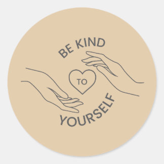 Adesivo Redondo Be Kind to Yourself | Gentle Reminder Line Sticker