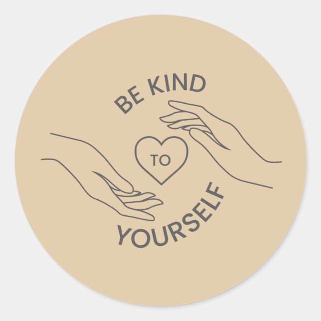 Adesivo Redondo Be Kind to Yourself | Gentle Reminder Line Sticker (Frente)