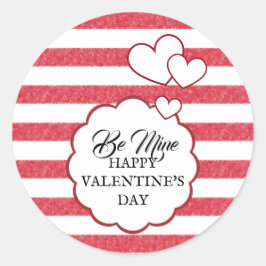 Adesivo Redondo Be Mine Happy Valentine's Day Heart Chalk Stripes