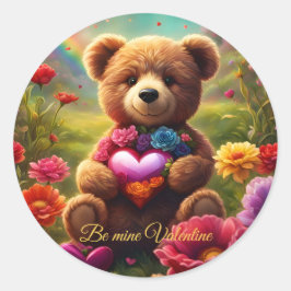 Adesivo Redondo Be mine Valentine Teddy 1