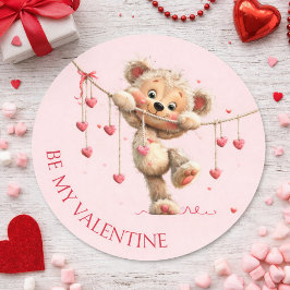 Adesivo Redondo Be My Valentine Teddy Bear – Hanging Heart