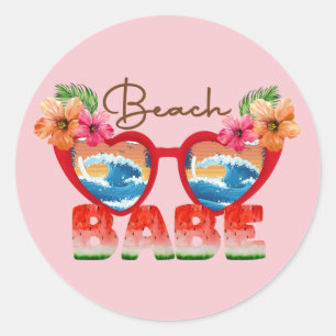 Adesivo Redondo Beach Babe Classic Round Sticker