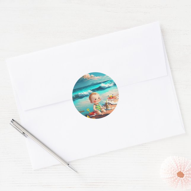 Adesivo Redondo Beach Baby (Envelope)