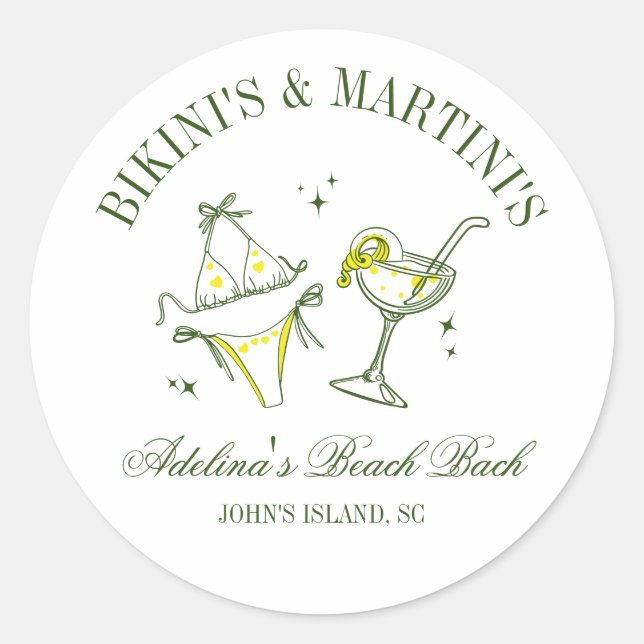 Adesivo Redondo Beach Festa de solteira Favor Social Club (Frente)