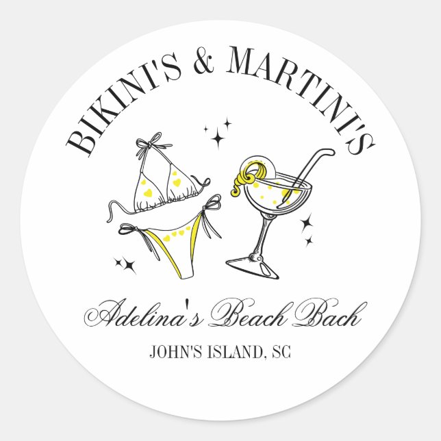 Adesivo Redondo Beach Festa de solteira Favor Social Club (Frente)