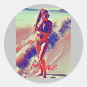 Adesivo Redondo Beach Girl Thunder_Cove