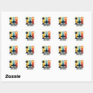 Adesivo Redondo Beach Rider 🏄 ♂️ Surf Tropical Retro Sticker