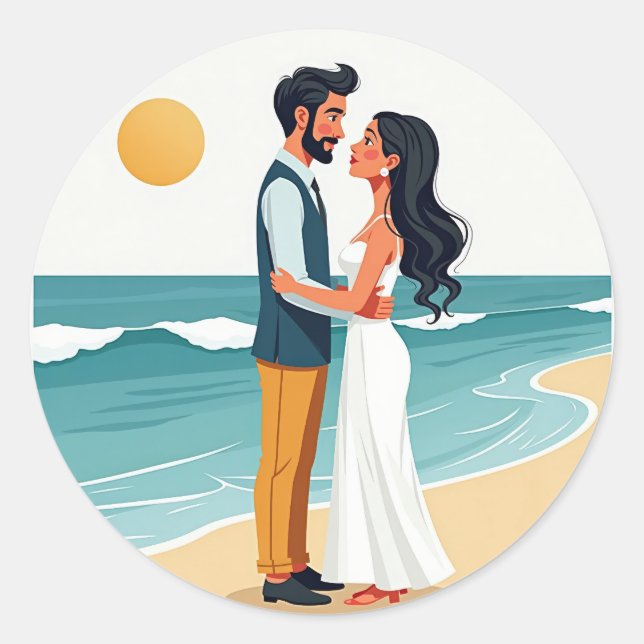 Adesivo Redondo Beach Romance Sticker (Frente)