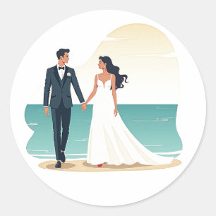 Adesivo Redondo Beach Romance Wedker Sticker