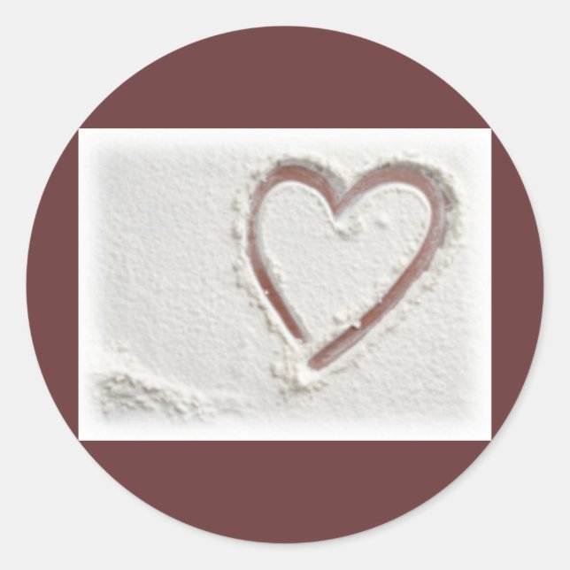 Adesivo Redondo Beach Sand Heart (Frente)