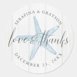 Adesivo Redondo Beach Starfish Obrigado Rustic Weding Favor