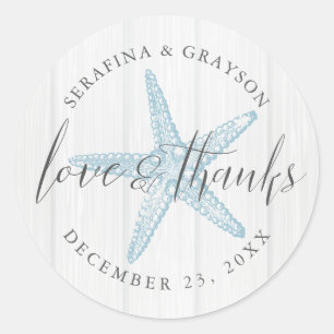 Adesivo Redondo Beach Starfish Obrigado Rustic Weding Favor