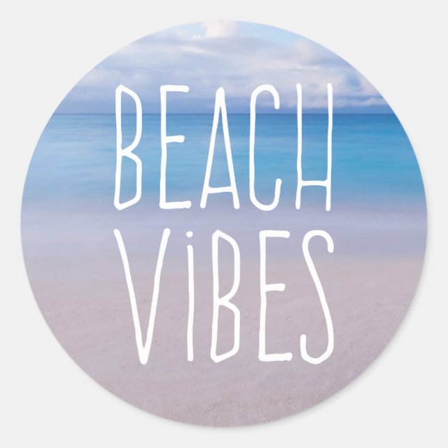 Adesivo Redondo Beach Vibes Belo Ocean Beach Round Sticker (Frente)