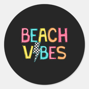 Adesivo Redondo Beach Vibes Hello Summer Vacaging Girl Teen