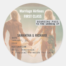 Adesivo Redondo Beach Wedding Boarding Pass Romantic Beach