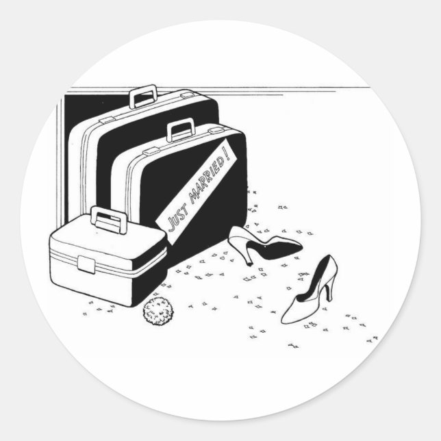 Adesivo Redondo Beach Wedding Honeymoon (Frente)