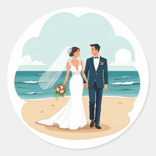 Adesivo Redondo Beach Wedding Romance Sticker