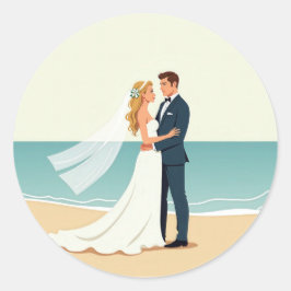 Adesivo Redondo Beach Wedding Romance Stickers