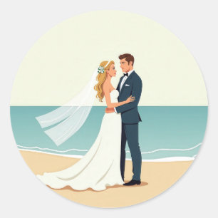 Adesivo Redondo Beach Wedding Romance Stickers