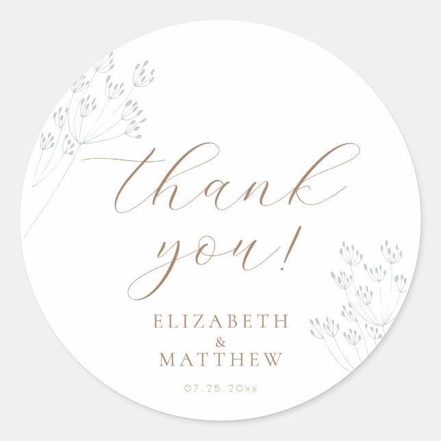 Adesivo Redondo Beach Wedding | Thank You Sticker (Frente)