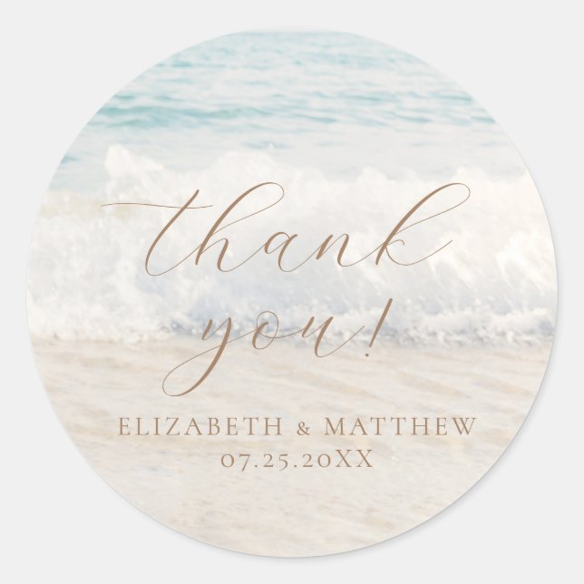 Adesivo Redondo Beach Wedding | Thank You Sticker (Frente)