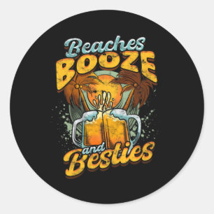 Adesivo Redondo Beaches Booze E Besties - Bebendo De Cerveja Natur