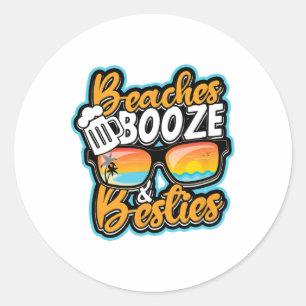 Adesivo Redondo Beaches Booze E Besties - Bebendo De Cerveja Natur
