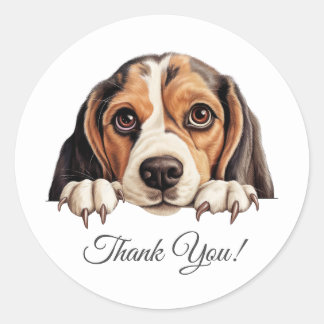 Adesivo Redondo Beagle Cute Dog Obrigado