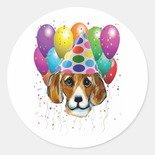 ADESIVO REDONDO BEAGLE DE ANIVERSÁRIO (Frente)