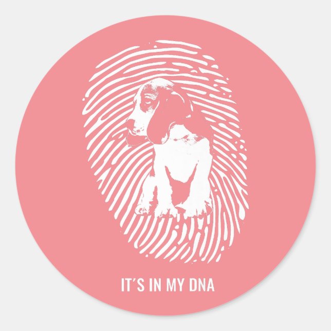 Adesivo Redondo Beagle Dog Raça Premium/ Beagle Dog Amantes (Frente)