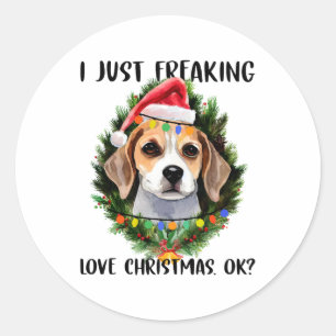 Adesivo Redondo Beagle, Eu Só Estraguei O Natal Do Amor.