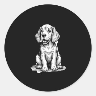 Adesivo Redondo Beagle filhote adorável, Amante de os animais fami