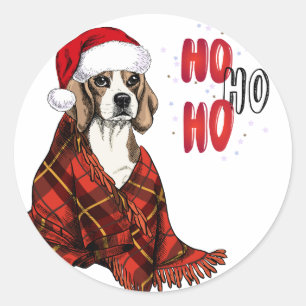 Adesivo Redondo Beagle Ho Ho Ho