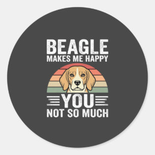 Adesivo Redondo Beagle Me Faz Feliz Amante de Cachorro