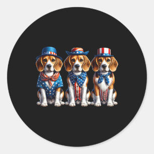 Adesivo Redondo Beagle Patriotic 4 De Julho Dos Eua Flag America P