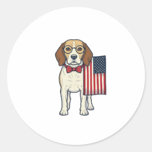 Adesivo Redondo Beagle Patriótico com Arte Vetorial Vintage de Ban