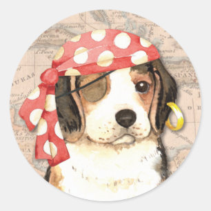 Adesivo Redondo Beagle Pirate