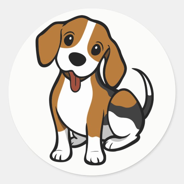Adesivo Redondo Beagle Puppy Dog Cartoon - Ame Beagles Stickers (Frente)