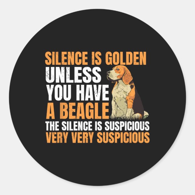 Adesivo Redondo Beagle Small Scent Dog Caça Pet Breeder Silence (Frente)