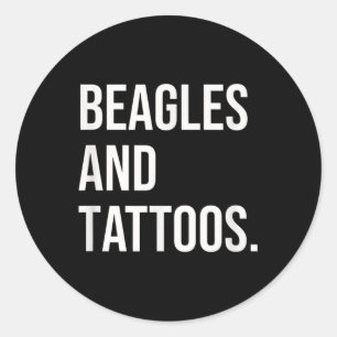 Adesivo Redondo Beagles E Tattoos Proprietário De Beagle Cão Inclu