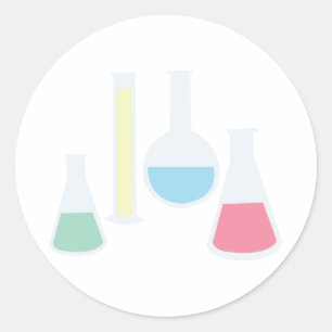 Adesivo Redondo Beakers de Química