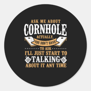 Adesivo Redondo Bean Bag Player Champ Me Perguntou Sobre Cornhole
