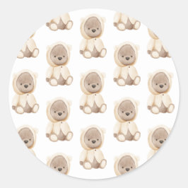 Adesivo Redondo Bear Bear Aquarela Simples