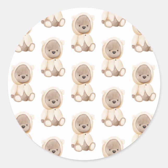 Adesivo Redondo Bear Bear Aquarela Simples (Frente)