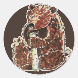 Adesivo Redondo Bear Contemplates Hibernation