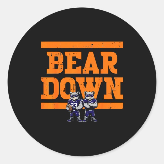 Adesivo Redondo Bear Down Women Kids Boys Girls Youth Teen Men  (Frente)
